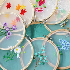 Transparent Plant Embroidery Kit, Beginners DIY Kit, Handmade Embroidery ,Modern Plants, Flowers, Gift DIY Embroidery Hoop Set - Full Guide