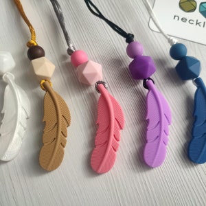 Simple Feather - Silicone necklace - Fidget necklace - Fiddle necklace - Stim necklace - Sensory Jewellery