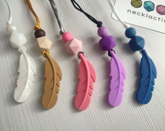 Simple Feather - Silicone necklace - Fidget necklace - Fiddle necklace - Stim necklace - Sensory Jewellery