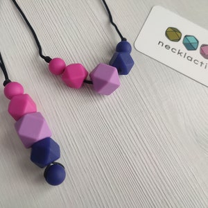 Bisexual Pride-Dulum - Silicone necklace - Fidget necklace - Fiddle necklace -Sensory jewellery