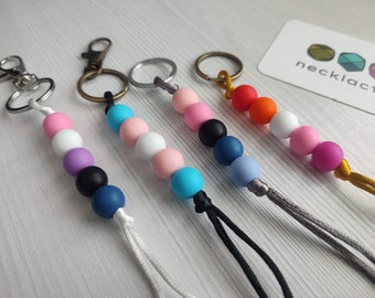 PrideKey Ring - Siliconen sleutelhanger - Zintuiglijke sieraden - Stim rugzakaccessoire - Rits - Genderfluid - Trans - Ominiseksuele vlag