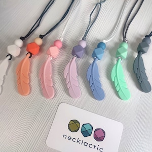 Pastel Simple Feather - Silicone necklace - Fidget necklace - Fiddle necklace - Stim necklace - Sensory Jewellery