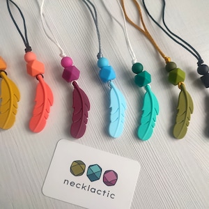 Bright Simple Feather - Silicone necklace - Fidget necklace - Fiddle necklace - Stim necklace - Sensory Jewellery