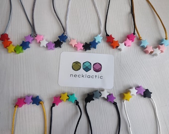 Pride-Star - Silicone necklace - Fidget necklace - Fiddle necklace -Sensory jewellery - Stim necklace - Pride Flag necklace
