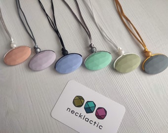 Pastel Geo Cameo - Silicone necklace - Fidget necklace - Fiddle necklace - Stim necklace - Sensory Jewellery