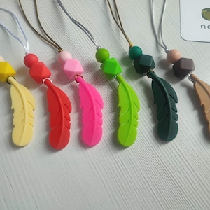 Bright Simple Feather - Silicone necklace - Fidget necklace - Fiddle necklace - Stim necklace - Sensory Jewellery