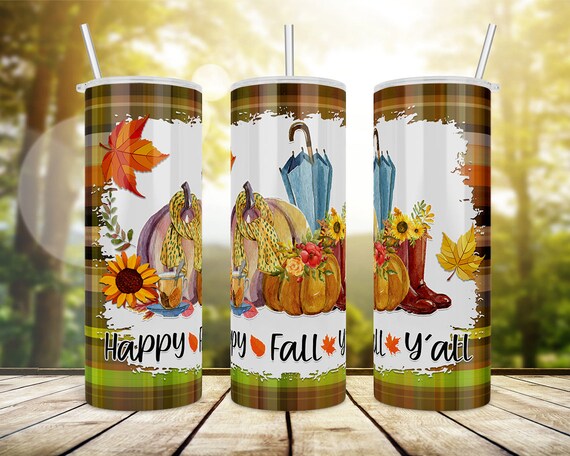 Happy fall Y'all Floral Old Truck 20 oz Skinny Tumbler Sublimation ...