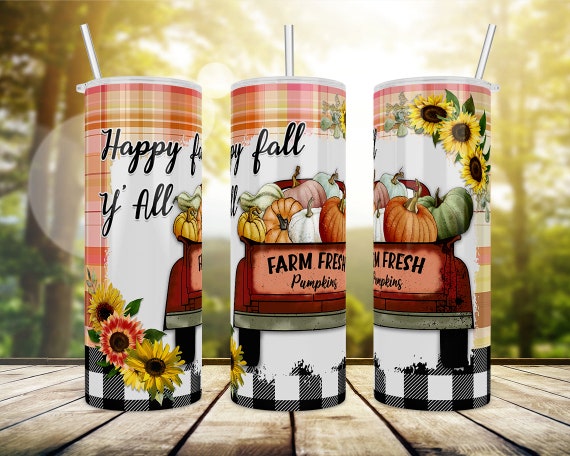 Happy fall Y'all Floral Old Truck 20 oz Skinny Tumbler Sublimation ...