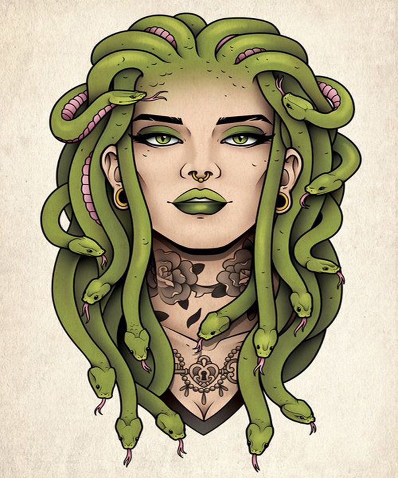 Medusa Tattoo Poster Funny Poster Gifts For Friends Medusa | Etsy