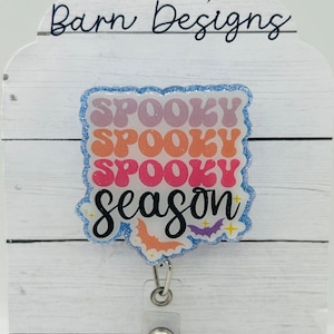 Spooky season badge reel; Halloween; October; fall; acrylic badge reel; nurse badge; rn badge ; badge holder