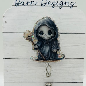 Halloween badge reel; scary;  Halloween; October; fall; acrylic badge reel; nurse badge; rn badge ; badge holder