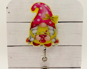 Gnome Badge Reel; summer; acrylic badge reel; nurse badge; rn badge ; badge holder