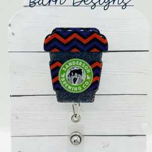 Halloween coffee badge reel; Halloween; October; fall; acrylic badge reel; nurse badge; rn badge ; badge holder