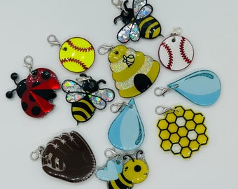 Spring badge charms; zipper charms; zipper pulls; accessories; bag charms
