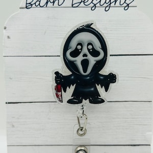 Halloween badge reel; scary;  Halloween; October; fall; acrylic badge reel; nurse badge; rn badge ; badge holder