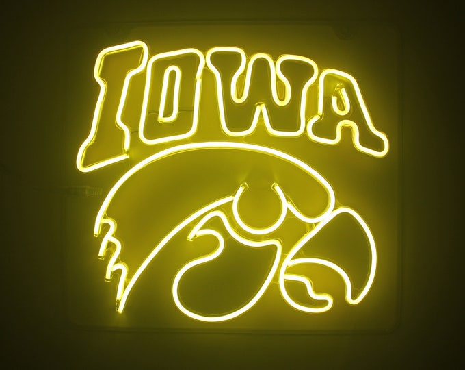 Iowa Hawkeyes Neon Sign for Wall Decoration, Room Decoration, Bar