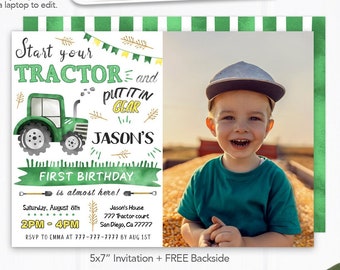 Editable Tractor Invitation, Tractor Picture Invites, Instant Download Tractor Invitations, Tractor701