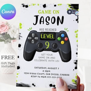 Videospiel-Geburtstagseinladung: Bearbeitbares Controller-Design (Digitaler Download)