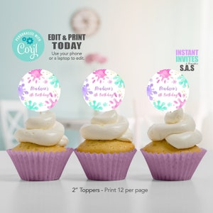 Toppers de fiesta de limo, toppers de cupcakes de cumpleaños de limo, toppers redondos de fiesta de limo, limo704