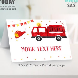 Fire Truck Food Labels, Fire Truck Food Tags, Fire Truck Food Cards, FireTruck704