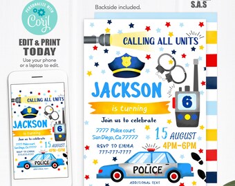 Police Invitations Etsy