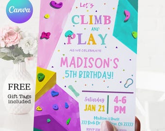 Rock Climbing Birthday Invitation: Editable Template (Digital Download)