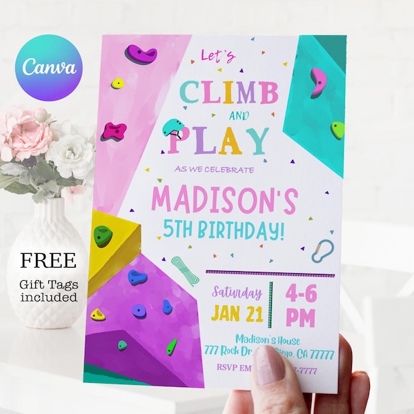 Rock Climbing Birthday Invitation: Editable Template (Digital Download)