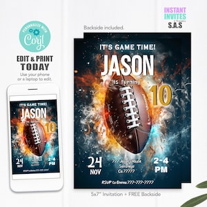 Football Invitation, Football Birthday Invites, Instant Download Football Invitations, Football707