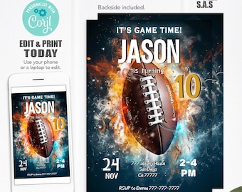 Football Invitation, Football Birthday Invites, Instant Download Football Invitations, Football707