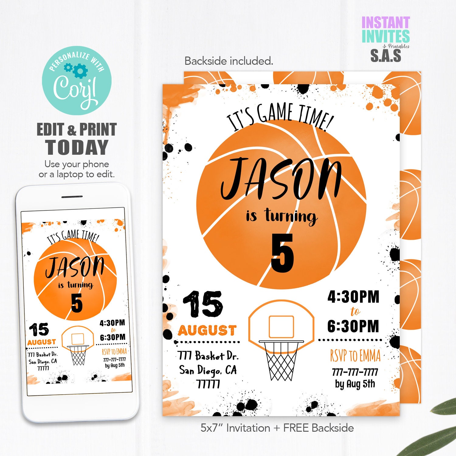 Basketball Invitation Basketball Invites Instant Download Etsy UK