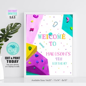 Rock Climbing Welcome Sign, Rock Climbing Birthday Sign, Rock702