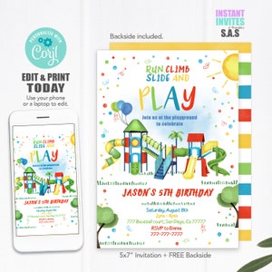 Playground Invitation, Playground Invite, Instant Download Playground ...
