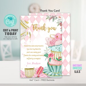 Tea Party Bedankkaart, Tea Party Kaarten, Tea Party Bedankkaarten, TeaParty706