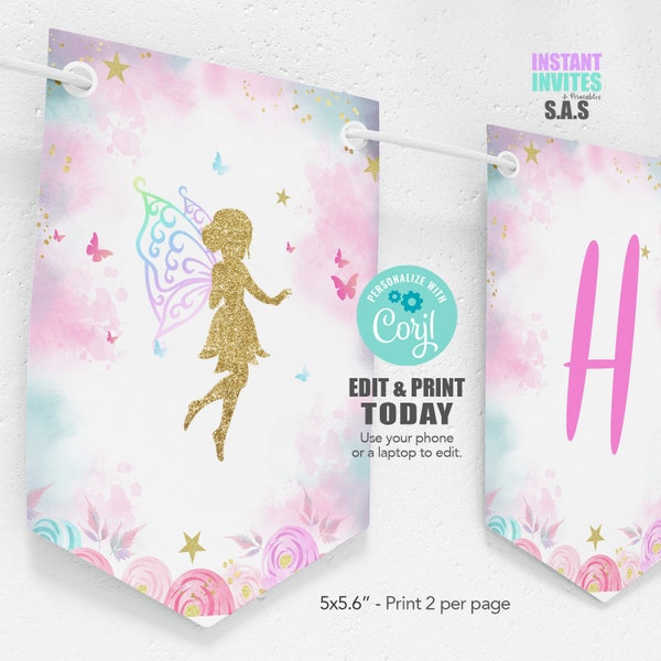 Fairy Happy Birthday Banner, Fairy Garland, Fairy Banner,Fairy706