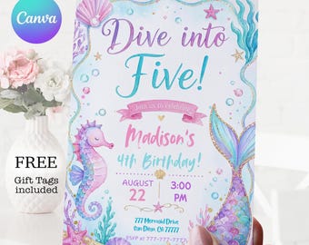 Mermaid Birthday Invitation: Editable Under the Sea Party Invite (Digital Download)