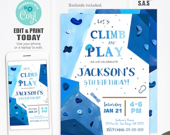 Rock Climbing Invitation, Rock Climbing Birthday Invites, Instant Download Rock Climbing Invitations, Rock705