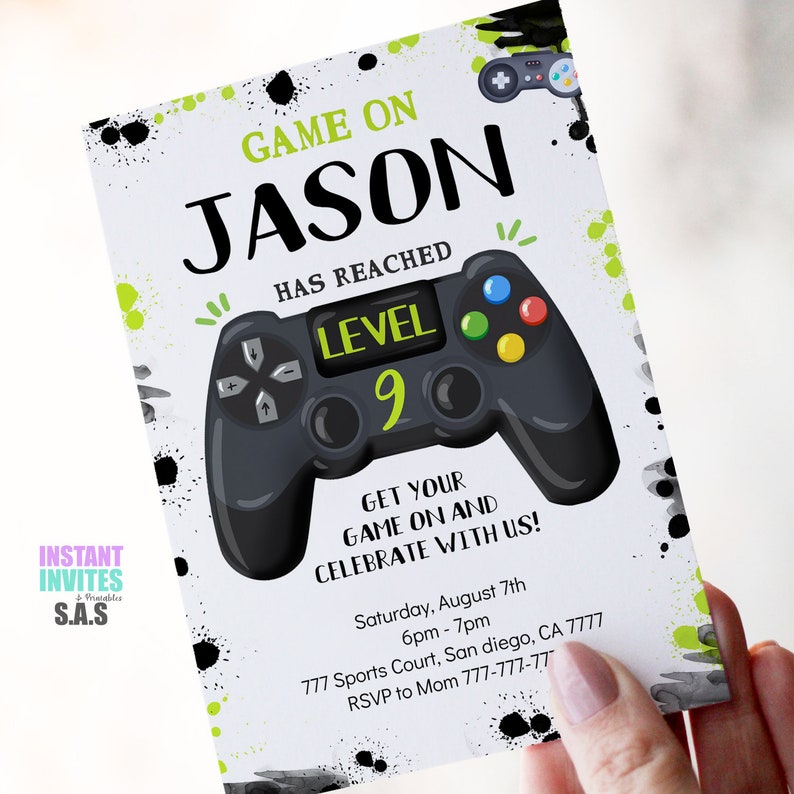 Video Games Invitation, Video Games Invites, Instant Download Video Games Invitations, VideoGames704 image 3