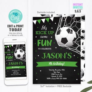 Soccer Birthday Invitation, Soccer Birthday Invites, Instant Download Soccer Invitations, Soccer Invite, Soccer707A