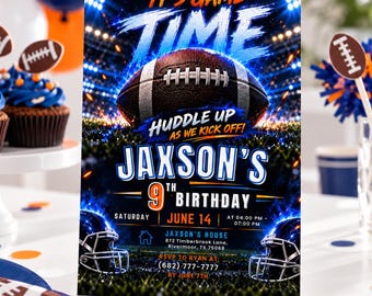 Football Birthday Invitation, Editable American Football Party Invite (Digital Download) Football806