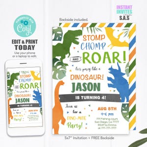 Dinosaur Invitation, Dinosaur Birthday Invite, Instant Download Dinosaur Invite, Dinosaur Invite, Dinosaur Party Invite, Dinosaur710A