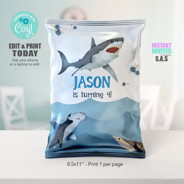 Shark Chip Bag Labels, Shark Chip Bags, Shark Chip Bag, Shark702