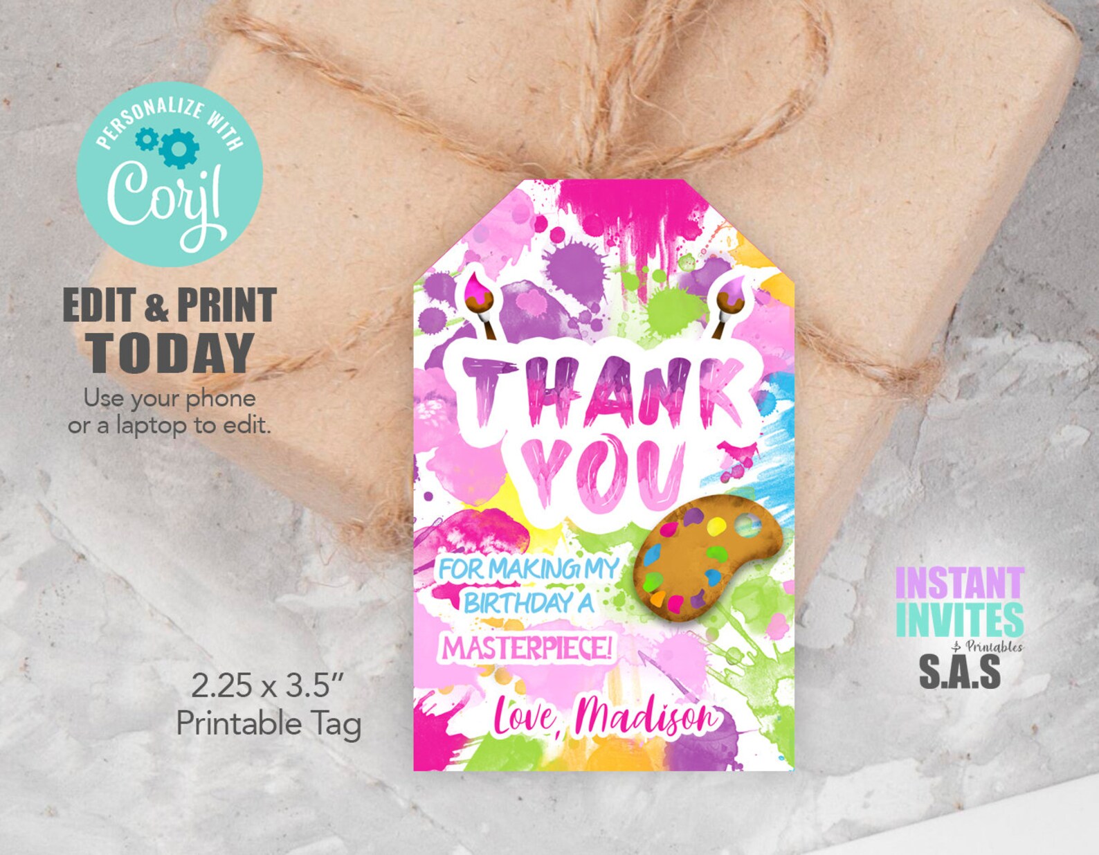 Painting Tags Painting Birthday Tags Painting Favor Tags Etsy