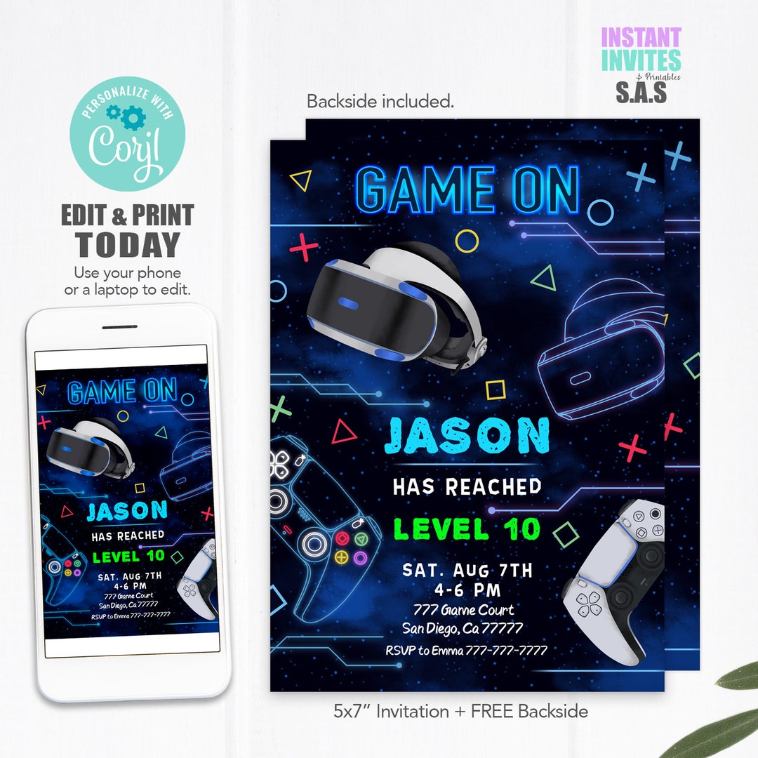Vr invitation virtual reality games invites instant download vr