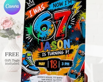Six Seven Birthday Invitation: 7th Birthday Invite (Digital Download)