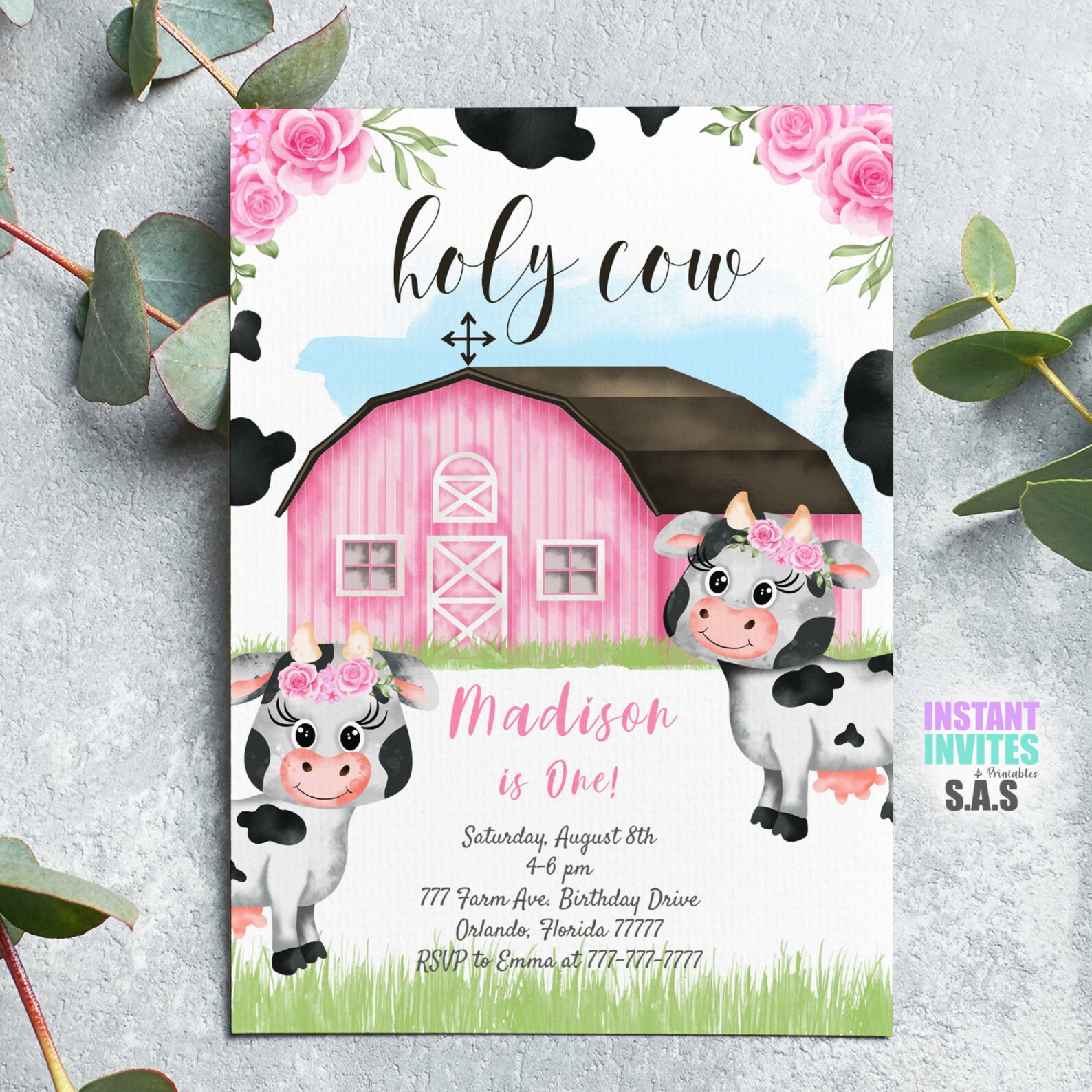 Cow Invitation Cow Invites Instant Download Cow Invitations Etsy
