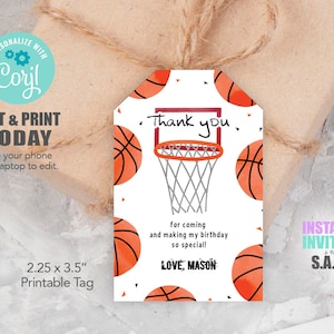 Étiquettes de basket-ball, étiquettes d'anniversaire de basket-ball, étiquettes de faveur de basket-ball, Basketball710