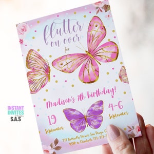 Butterfly Invitation, Butterfly Invites, Instant Download Butterfly Invitations, Butterfly707 image 3