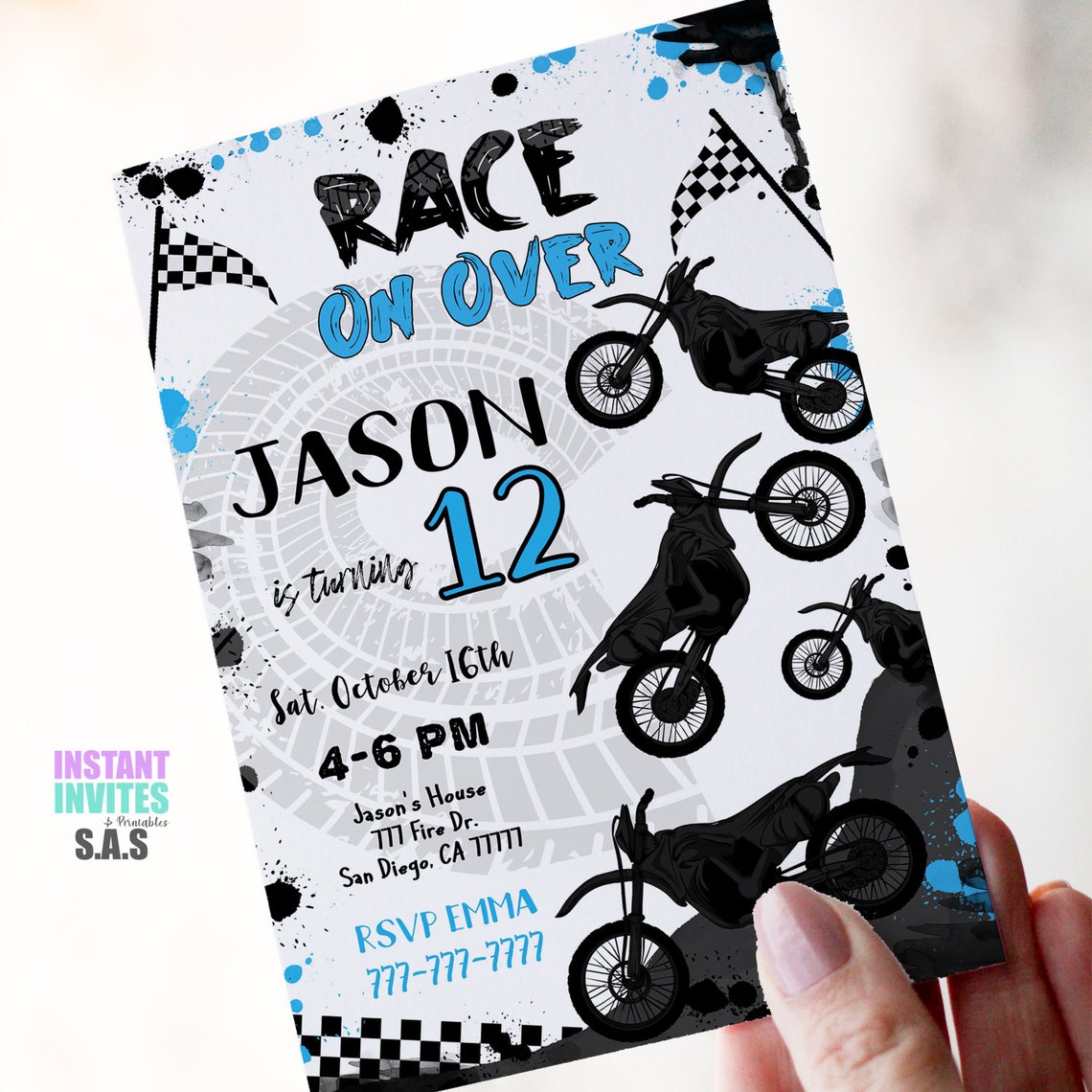 Bike Party Invitation, Dirt Bike Invites, Instant Download Dirt Bike ...