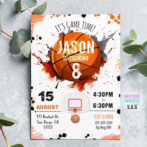 Basketball Invitation, Basketball Birthday Invites, Instant Download Basketball Invitations