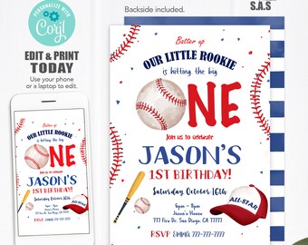 Baseball Invitation, Baseball Invites, Instant Download Baseball Party Invitations, Baseball706